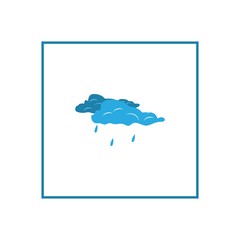 Wear rain sign. Weather icon in square. Meteorology symbol minor precipitation. Isolated icon small fallout weather. Sign minor rainy. Template for weather forecast, card, etc. Vector illustration.
