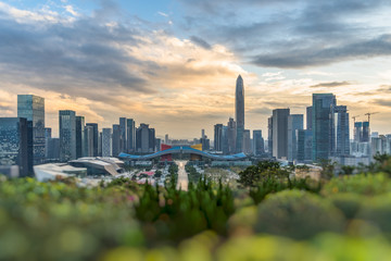 Aerial view of chinese city, shenzhen.