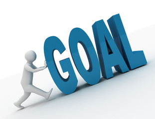 3d people - man, person with text "goal". rendered illustration