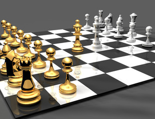 3d chessboard with chess.business concept. rendered illustration