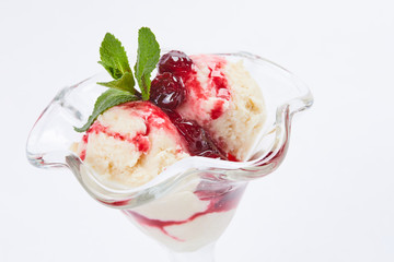 ice cream with berry jam