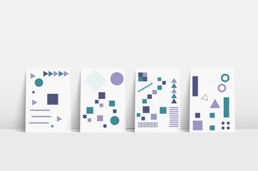 Bauhaus in abstract style on light background. Blue brochure layout design template. Cover book presentation brochure design template vector.