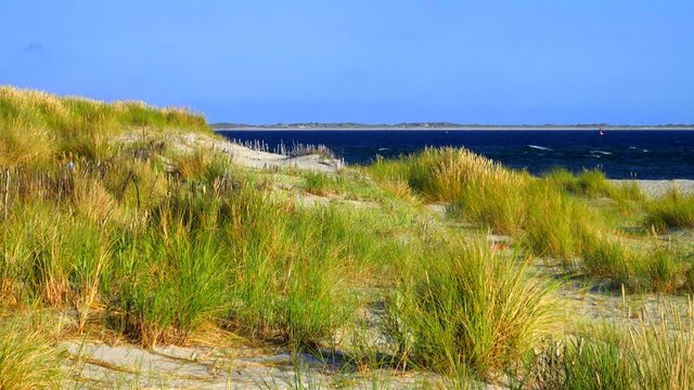 Sylt D&uuml;nen Landschaft in H&ouml;rnum mit Blick auf Amrum