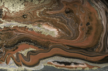 Marble abstract acrylic background. Marbling artwork texture. Agate ripple pattern. Gold powder.