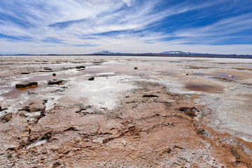 Ojos del sal, volcanic formations on the edge of the Salar de Uyuni, near the town of Colchani, Uyuni, Bolivia