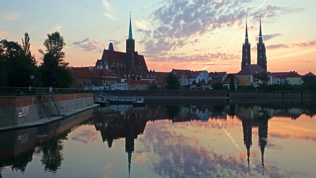 Wroclaw View at Tumski island and Cathedral of St John the Baptist. Poland.