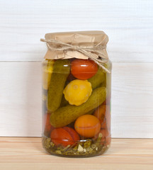 Glass Jar Of Preserved Vegetables
