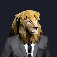 Lion dressed in a suit. Elegant classy style. Vector illustration. - 220620219