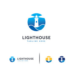Fototapeta na wymiar Iconic Light house logo designs vector, Ocean Light logo template