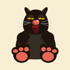 funny black cat vector illustration 