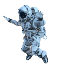 Astronaut on white. Mixed media