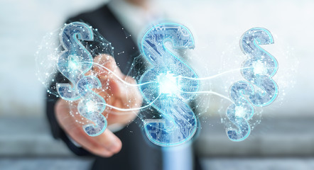 Businessman using 3D rendering digital paragraph law symbol