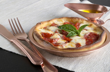 Traditional Italian dish, delicious pizza Margarita.