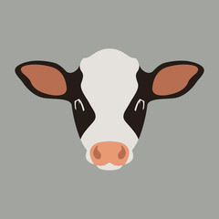 calf cow face vector illustration flat style front 