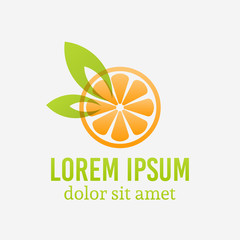Orange fruit slice logo template vector isolated