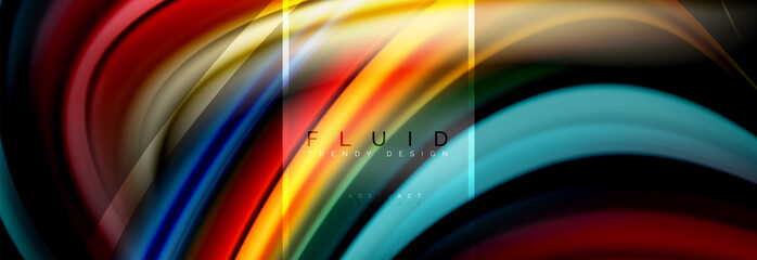 Fluid colors abstract background colorful poster, twisted liquid design on black, colorful marble or plastic wave texture backdrop, multicolored template for business or technology presentation or web