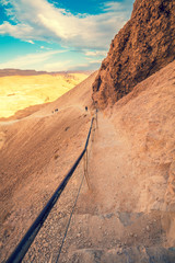 Pathway at Masada fortress, Israel. The ascent to Masada from the west side