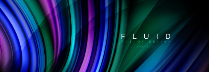 Wave fluid flowing colors motion effect, holographic abstract background. Vector illustration