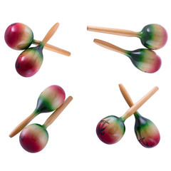 Musical instrument a maracas on the isolated background