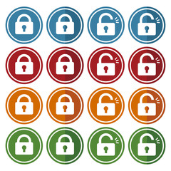 錠のアイコン（オープンとクローズ）
