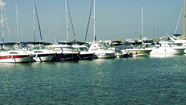 Boats in the Black Sea located at Tomis harbor in Constanta, Romania