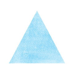 Blue watercolor triangle on white background