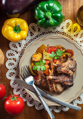 Roasted lamb chops served with ratatouille
