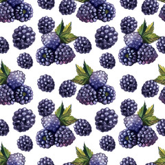 Hand painted watercolor seamless pattern berries and fruits