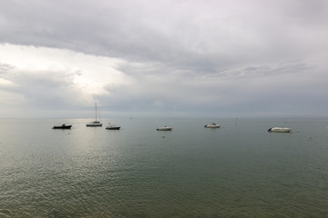 Horizon at the beach with boats