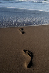 footprints at beach