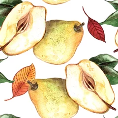 Behang Aquarel fruit Handgeschilderde aquarel naadloze patroon bessen en fruit