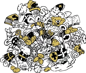 Fototapeten Sinterklaas cartoon illustratie poster © emieldelange