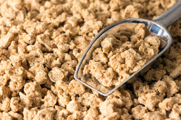 Textured soybeans for vegetarian food as meat extenders