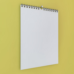 Blank design calendar template. 3D rendering