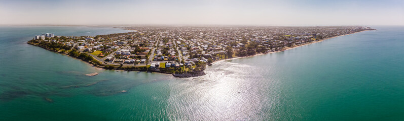 Aerial view of Woody Point and Margate on Redcliffe peninsula, Brisbane, Australia
