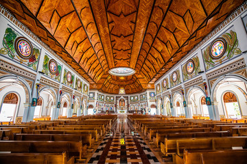 Apia, Samoa - SEPT 30 2016: Interior of the cathedral of the immaculate conception in Apia.