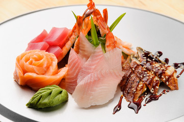 Rich silver tray with a seafood