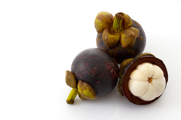 fruits mangosteen on white background