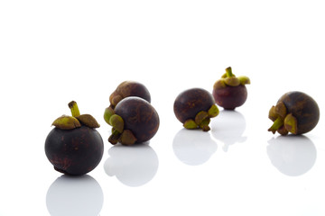 fruits mangosteen on white background
