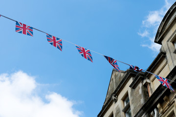 Fototapeta na wymiar British & English national flag at the restaurant and pub, London