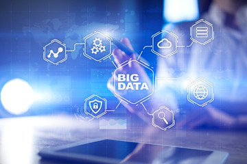 Big data technology and internet concept on the virtual screen.