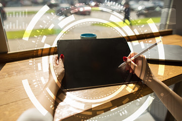 Virtual screen business, technology and internet concept.