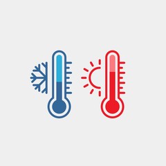 Thermometer flat vector icon. Temperature flat vector icon - obrazy, fototapety, plakaty
