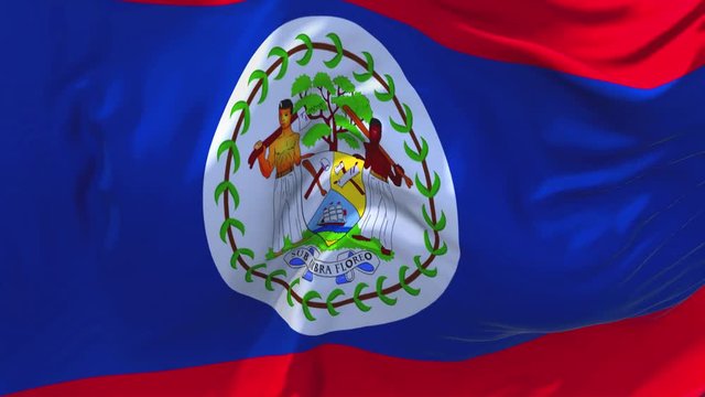 157. Belize Flag Waving in Wind Slow Motion Animation . 4K Realistic Fabric Texture Flag Smooth Blowing on a windy day Continuous Seamless Loop Background.