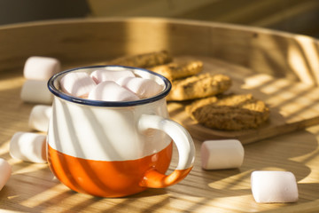 Hot chocolate and marshmallows