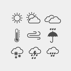 Weather flat vector icons set