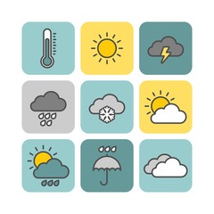 Obraz premium Weather flat vector icons set