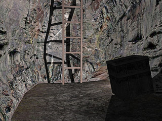 Bergwerksschacht mit Leiter