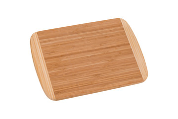 Wooden cutting board isolated on white background.
