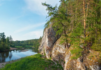 Beautiful mountain landscape with river, Russia, Urals